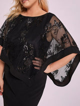 ever CELINE|Lace Sequin Shirt Bodycon Floor-Length Mother DressZola