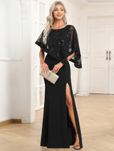 ever CELINE|Lace Sequin Shirt Bodycon Floor-Length Mother DressZola