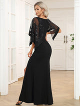 ever CELINE|Lace Sequin Shirt Bodycon Floor-Length Mother DressZola