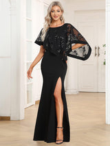 ever CELINE|Lace Sequin Shirt Bodycon Floor-Length Mother DressZola