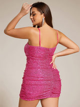 ever JESSY|Sequin V-Neck Bodycon Spaghetti Strap Mini Homecoming Dress