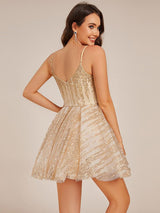 ever NATASHIA|Sequin A-Line Spaghetti Strap Mini Homecoming Prom Dress