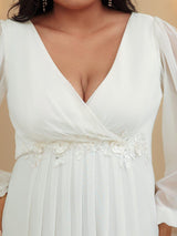 pretty AMOUR|Stylish Plus Size Chiffon Formal Evening Dresses with Long Lantern Sleeves