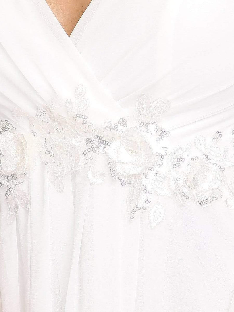 ever AMOUR|Elegant Chiffon V-Neckline Long Sleeve Formal Evening Dress