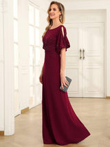 ever VICOTIRE|Trendy Round Neck Bodycon Wedding Guest Dress with Sleeves