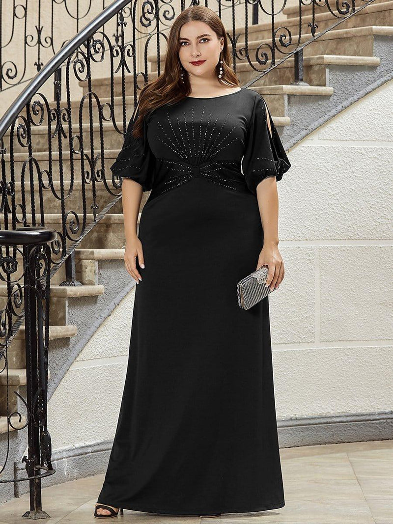 ever VICOTIRE|Trendy Round Neck Bodycon Wedding Guest Dress with Sleeves