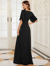 ever VICOTIRE|Trendy Round Neck Bodycon Wedding Guest Dress with Sleeves