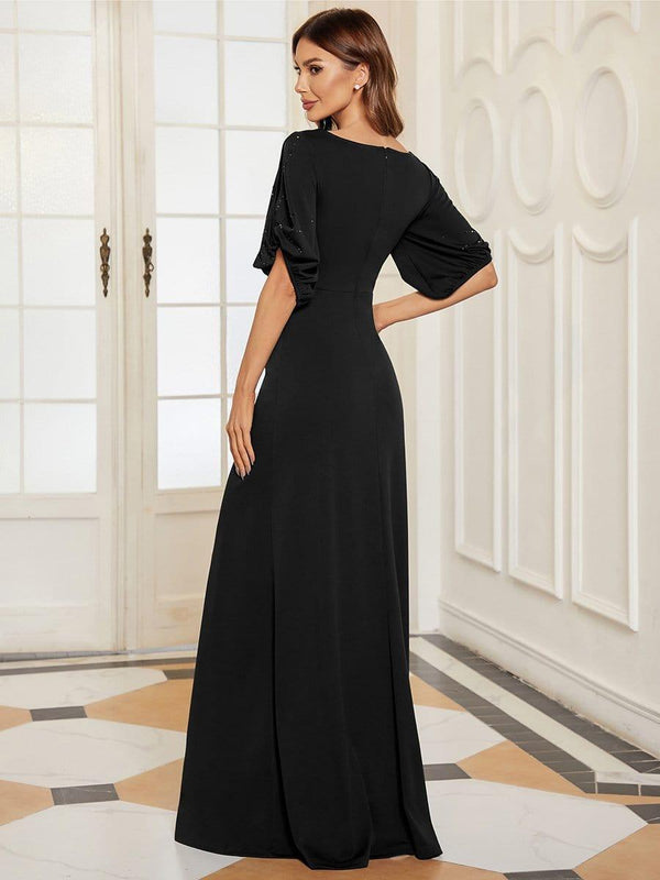 ever VICOTIRE|Trendy Round Neck Bodycon Wedding Guest Dress with Sleeves