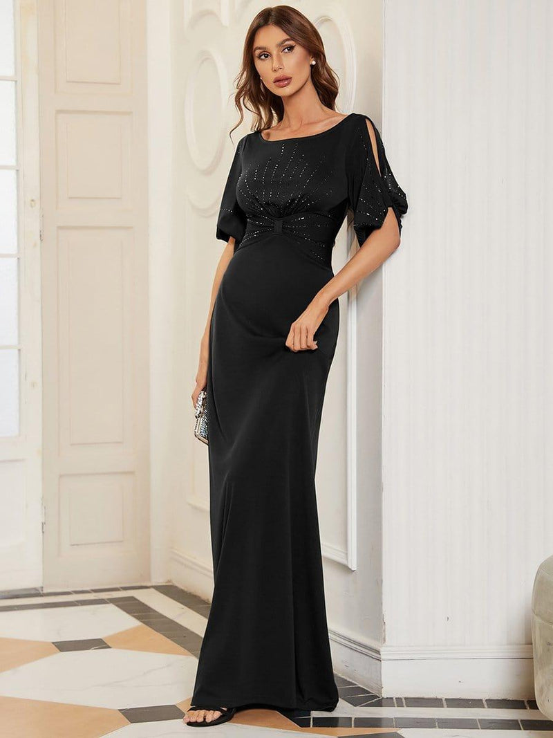 ever VICOTIRE|Trendy Round Neck Bodycon Wedding Guest Dress with Sleeves