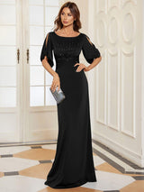 ever VICOTIRE|Trendy Round Neck Bodycon Wedding Guest Dress with Sleeves