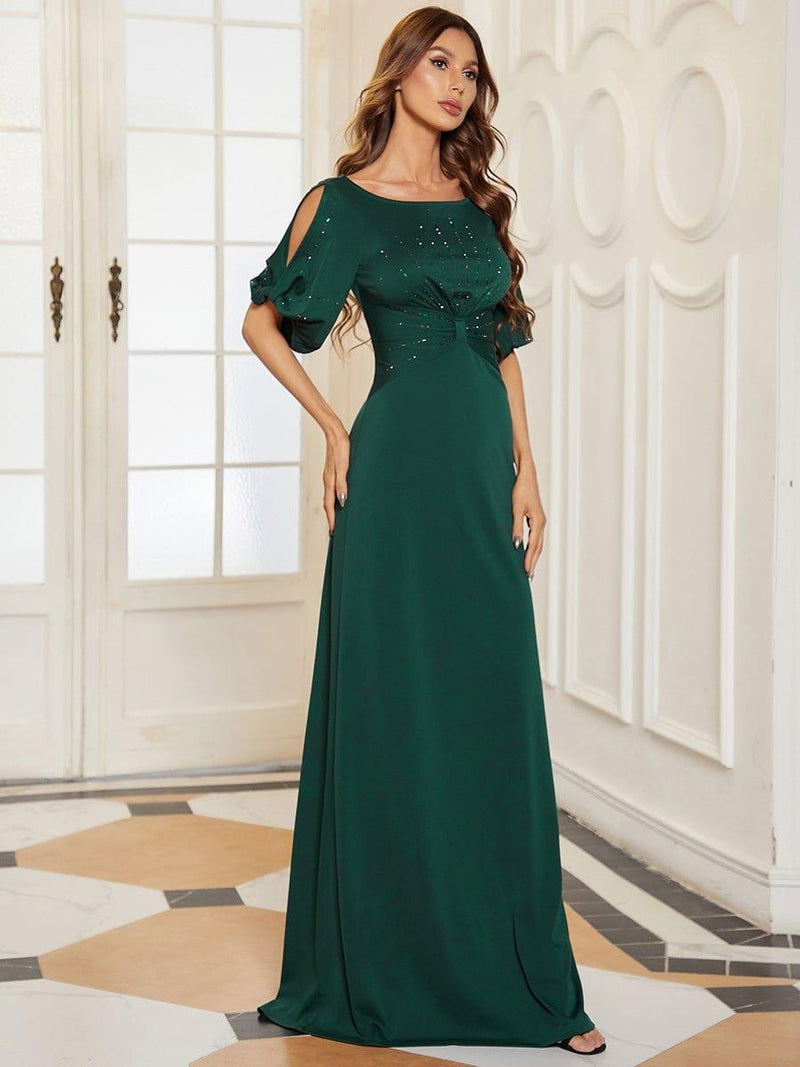 ever VICOTIRE|Trendy Round Neck Bodycon Wedding Guest Dress with Sleeves