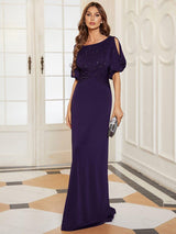 ever VICOTIRE|Trendy Round Neck Bodycon Wedding Guest Dress with Sleeves