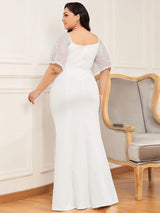 ever SLOANE|Sexy V Neck Maxi Bodycon Evening Dress with Flare Sleeves