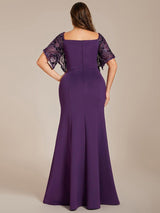 ever SLOANE|Sexy V Neck Maxi Bodycon Evening Dress with Flare Sleeves