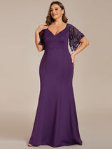 ever SLOANE|Sexy V Neck Maxi Bodycon Evening Dress with Flare Sleeves