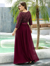 ever FLORENCE|Elegant Round Neckline Long Sleeves Sequin Evening Dress
