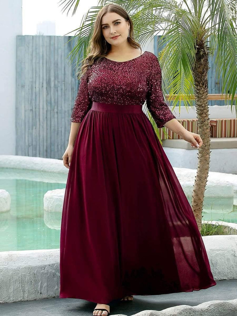 pretty FLORENCE|Plus Size Women's Long Chiffon & Sequin Evening Dresses for Mother of the Bride