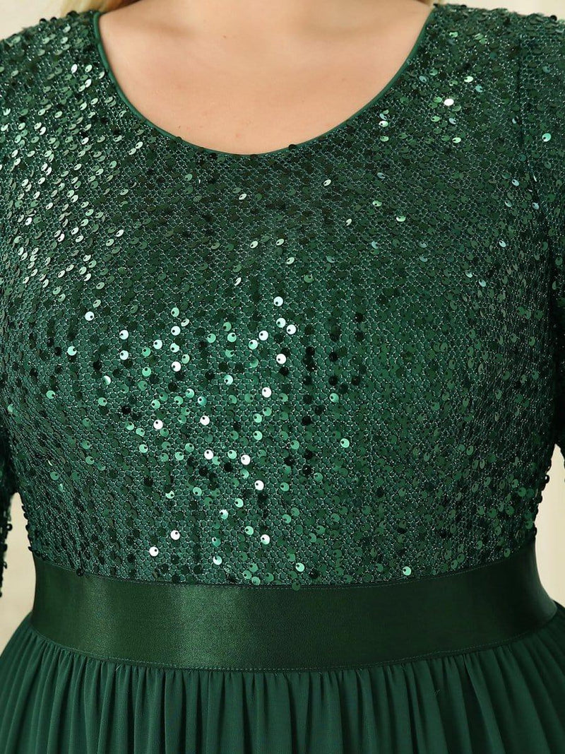 ever FLORENCE|Elegant Round Neckline Long Sleeves Sequin Evening Dress