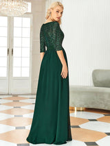 ever FLORENCE|Elegant Round Neckline Long Sleeves Sequin Evening Dress