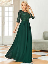 ever FLORENCE|Elegant Round Neckline Long Sleeves Sequin Evening Dress
