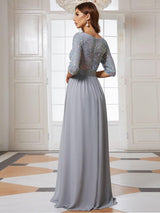 ever FLORENCE|Elegant Round Neckline Long Sleeves Sequin Evening Dress