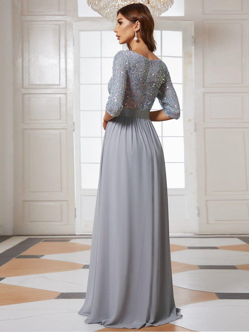 ever FLORENCE|Elegant Round Neckline Long Sleeves Sequin Evening Dress