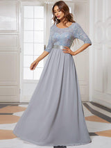 ever FLORENCE|Elegant Round Neckline Long Sleeves Sequin Evening Dress