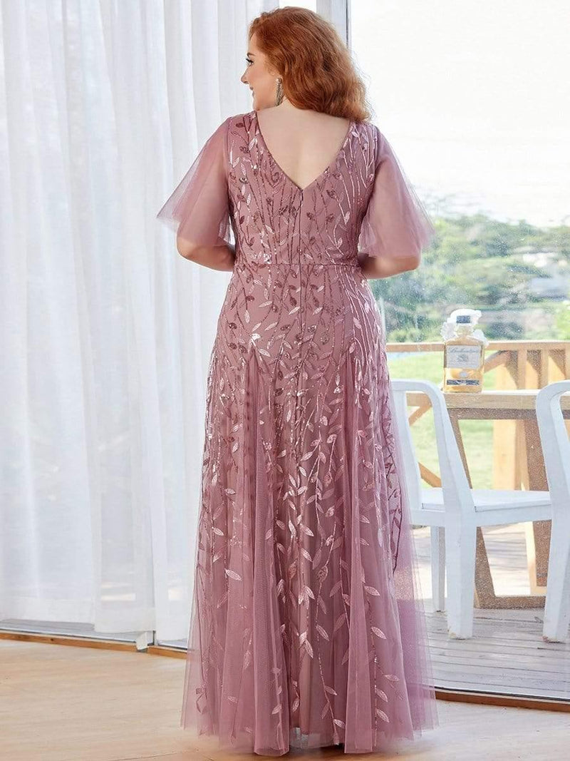 ever ASTRAL|Shimmery Ruffle Sleeves Maxi Sequin Evening Dress