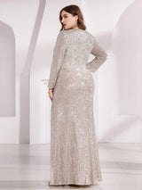 pretty NYX|Plus Size Sexy Deep V-Neck Sequin Bodice Formal Evening Gowns