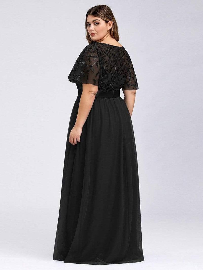 pretty SAPHIR|Plus Size Women's Embroidery Evening Dresses with Short Sleeve