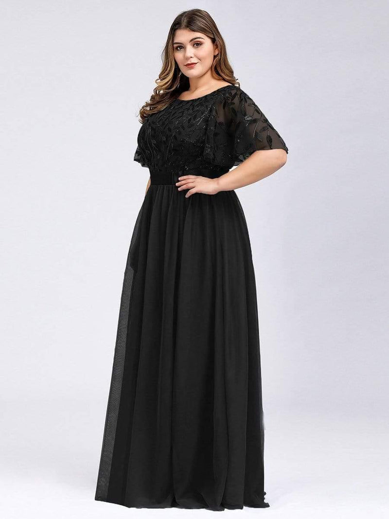 pretty SAPHIR|Plus Size Women's Embroidery Evening Dresses with Short Sleeve