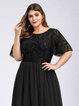 pretty SAPHIR|Plus Size Women's Embroidery Evening Dresses with Short Sleeve
