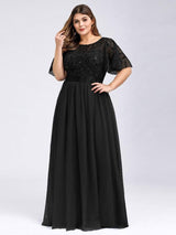 pretty SAPHIR|Plus Size Women's Embroidery Evening Dresses with Short Sleeve