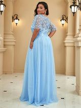 pretty SAPHIR|Plus Size Sequin Bodice Long Formal Evening Dresses
