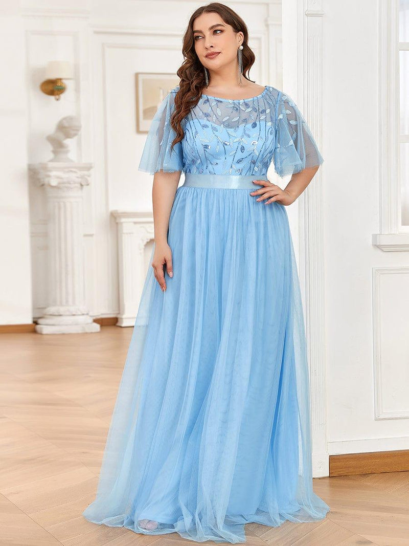 pretty SAPHIR|Plus Size Women's Embroidery Evening Dresses with Short Sleeve