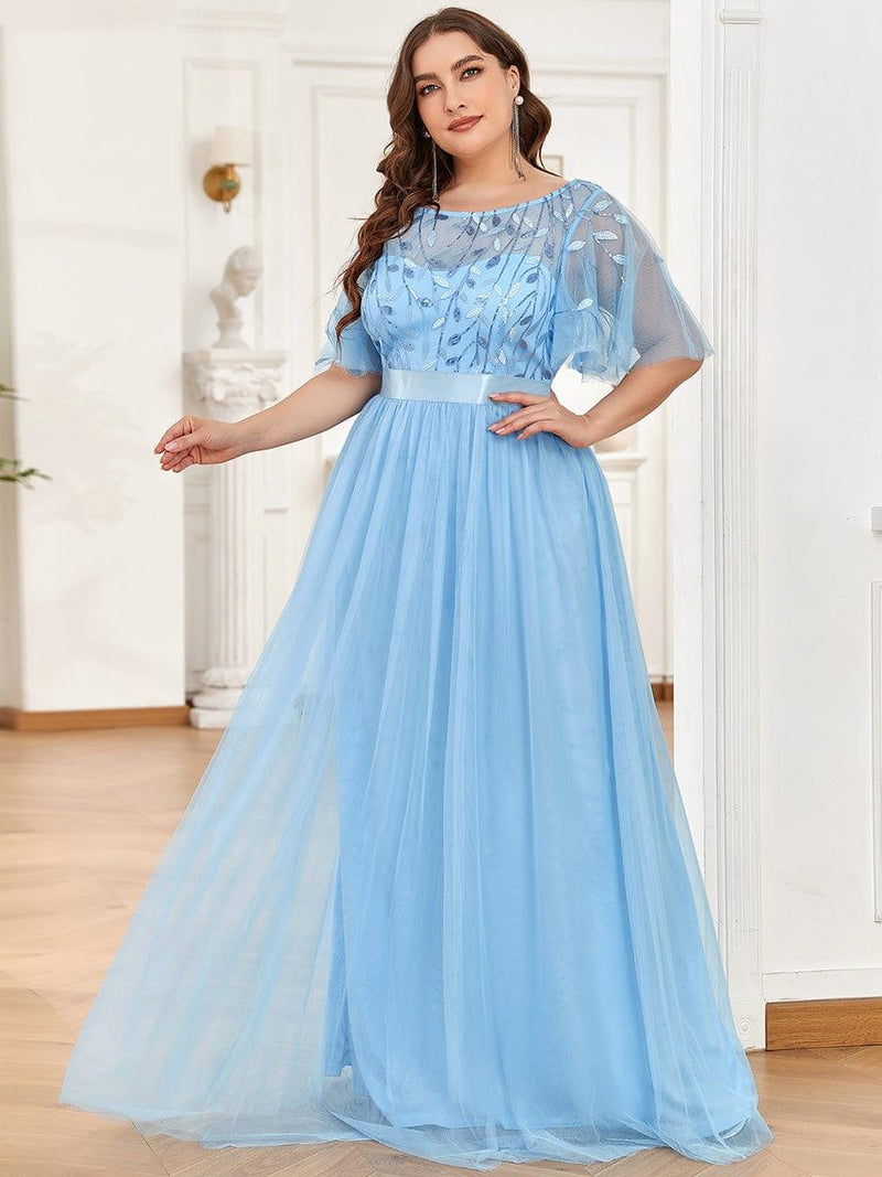 pretty SAPHIR|Plus Size Women's Embroidery Evening Dresses with Short Sleeve