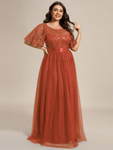 pretty SAPHIR|Plus Size Women's Embroidery Evening Dresses with Short Sleeve