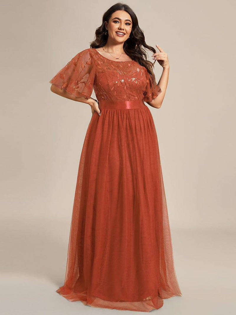 pretty SAPHIR|Plus Size Women's Embroidery Evening Dresses with Short Sleeve