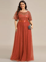 pretty SAPHIR|Plus Size Women's Embroidery Evening Dresses with Short Sleeve
