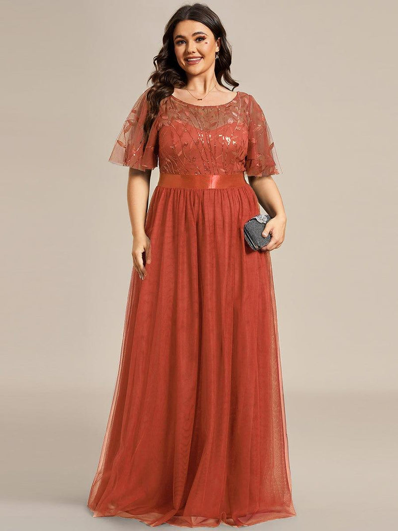 pretty SAPHIR|Plus Size Women's Embroidery Evening Dresses with Short Sleeve