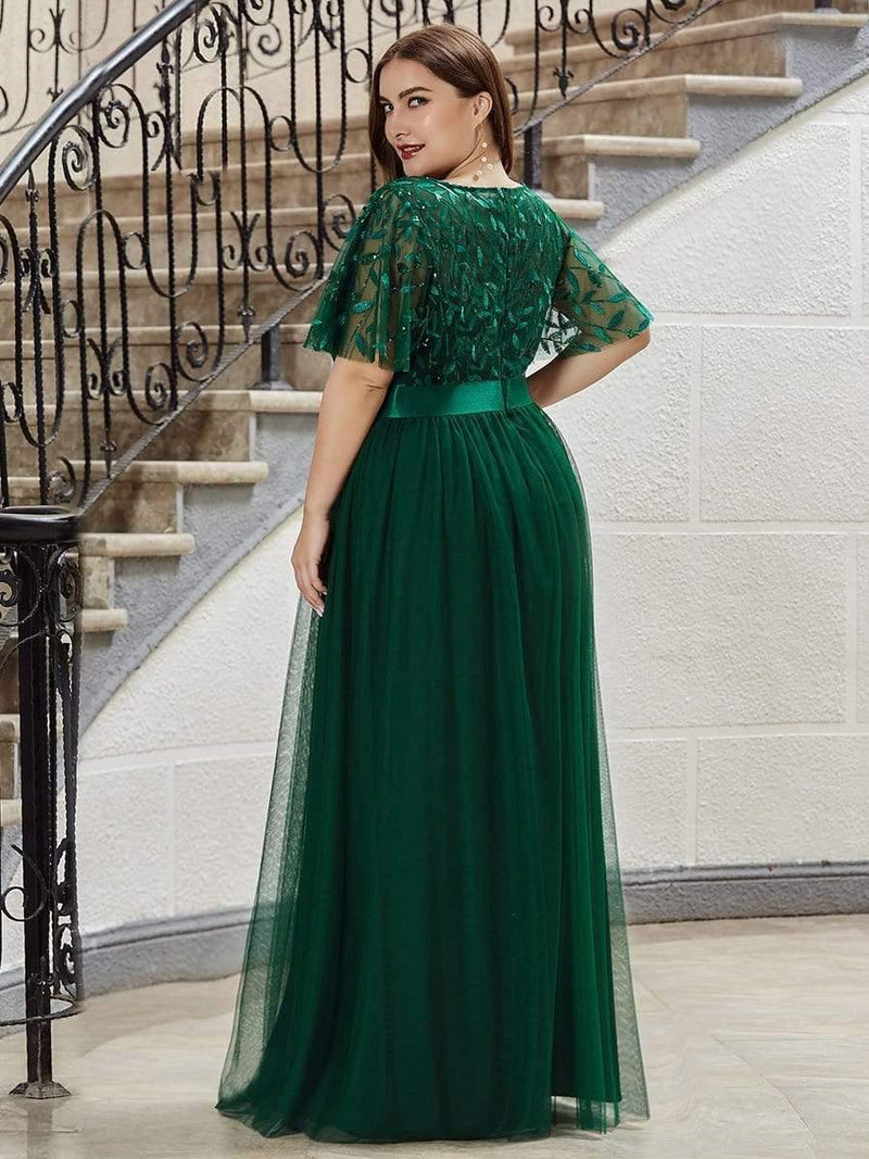 pretty SAPHIR|Plus Size Women's Embroidery Evening Dresses with Short Sleeve