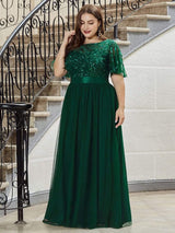 pretty SAPHIR|Plus Size Women's Embroidery Evening Dresses with Short Sleeve