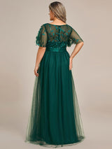 pretty SAPHIR|Plus Size Sequin Bodice Long Formal Evening Dresses