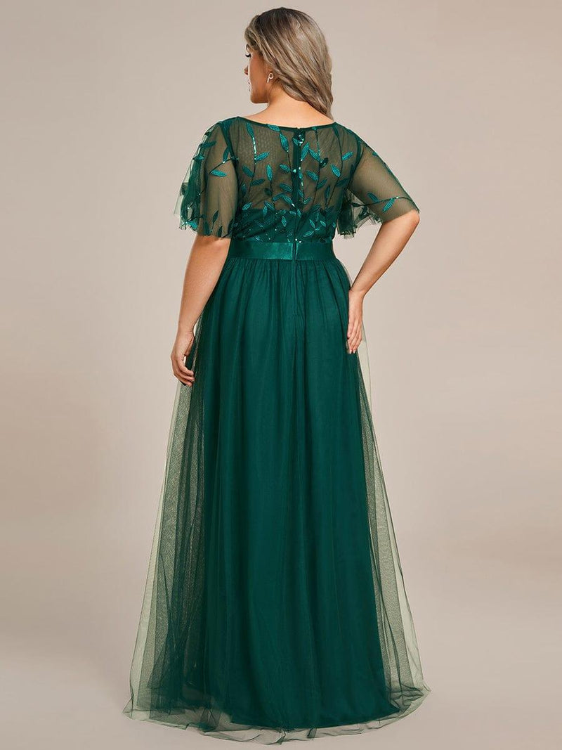 pretty SAPHIR|Plus Size Sequin Bodice Long Formal Evening Dresses