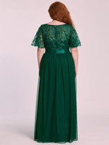pretty SAPHIR|Plus Size Women's Embroidery Evening Dresses with Short Sleeve
