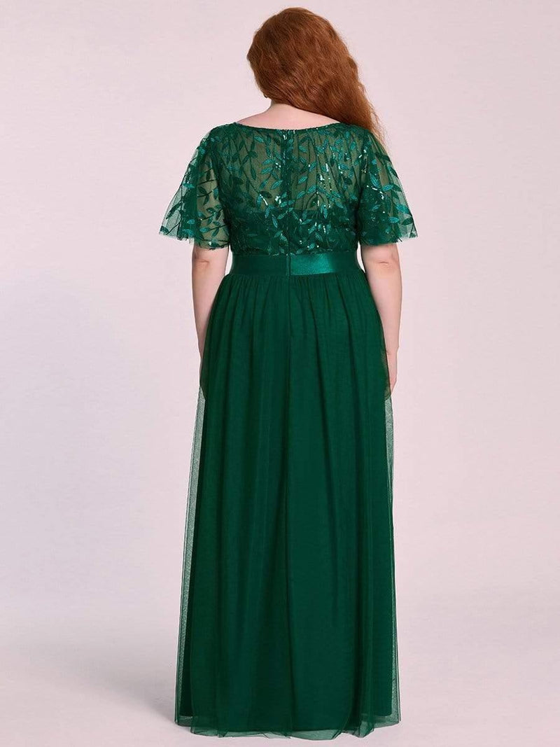 pretty SAPHIR|Plus Size Women's Embroidery Evening Dresses with Short Sleeve