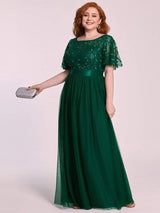 pretty SAPHIR|Plus Size Women's Embroidery Evening Dresses with Short Sleeve
