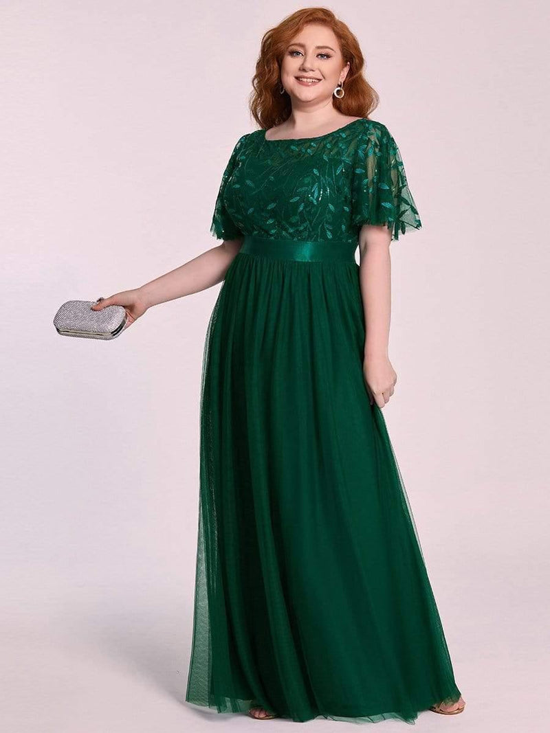 pretty SAPHIR|Plus Size Women's Embroidery Evening Dresses with Short Sleeve