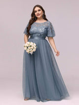 pretty SAPHIR|Plus Size Women's Embroidery Evening Dresses with Short Sleeve