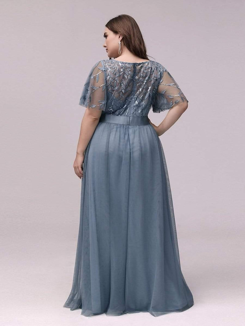 pretty SAPHIR|Plus Size Women's Embroidery Evening Dresses with Short Sleeve